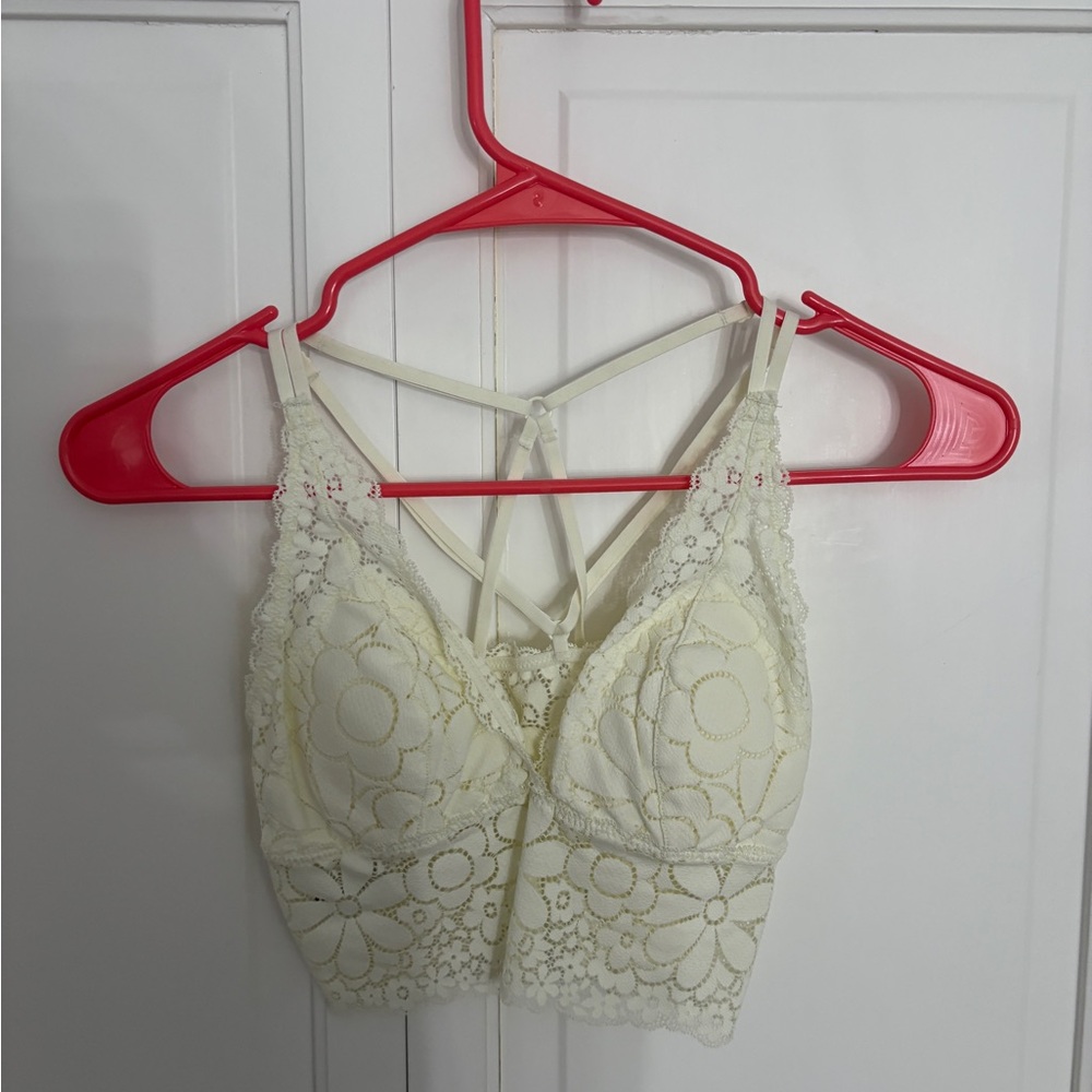 Aerie Cream Lace Longline Bra